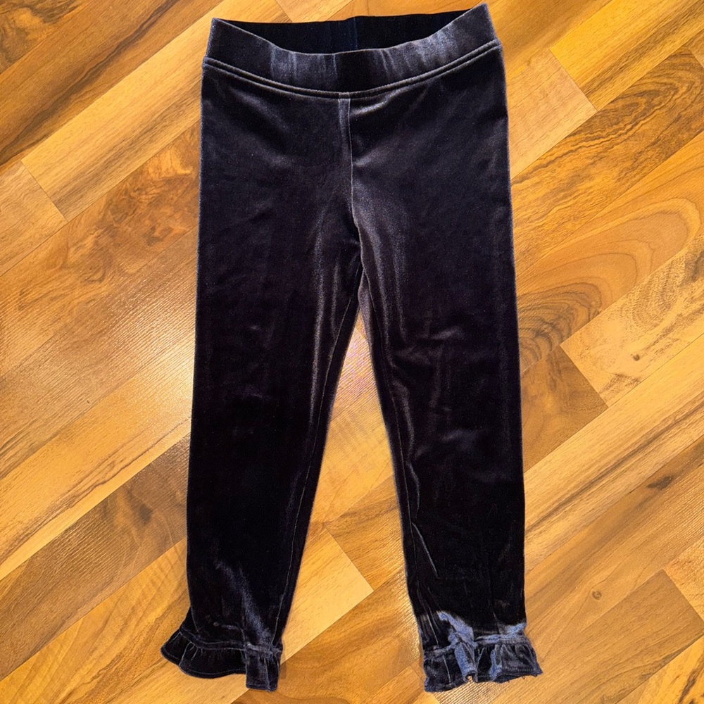 Janie and Jack blue velvet ruffle ankle pants casual, dress up-dwn size 4‎ girls